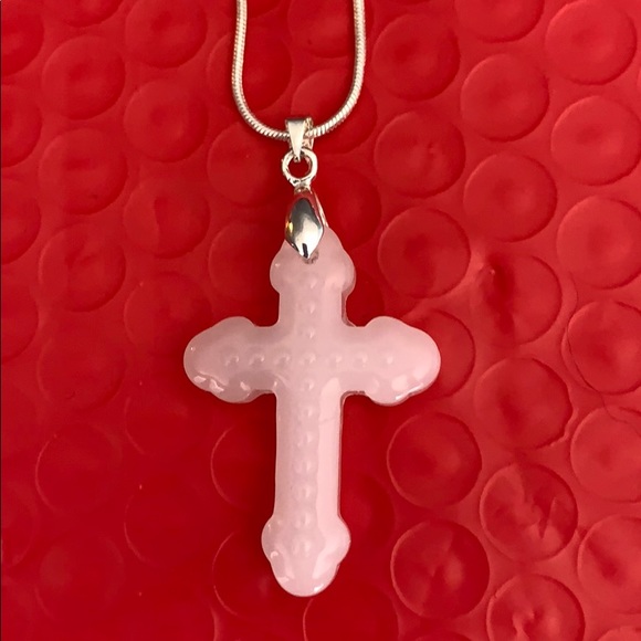 Jewelry - - White cross pendant necklace